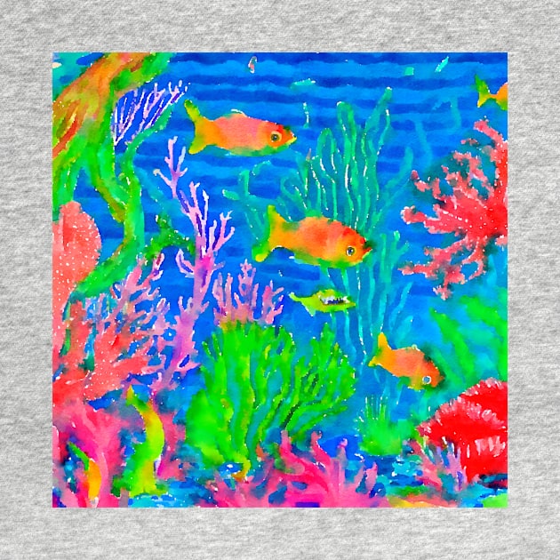 Coral reef watercolor painting by SophieClimaArt